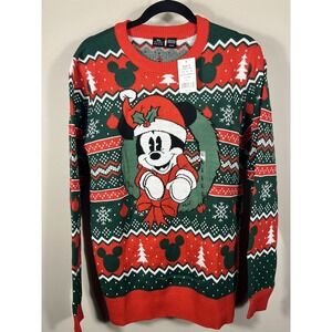NWT Disney Mickey Mouse AOP Christmas Xmas Sweater Adult Large MSRP $50 (M)
